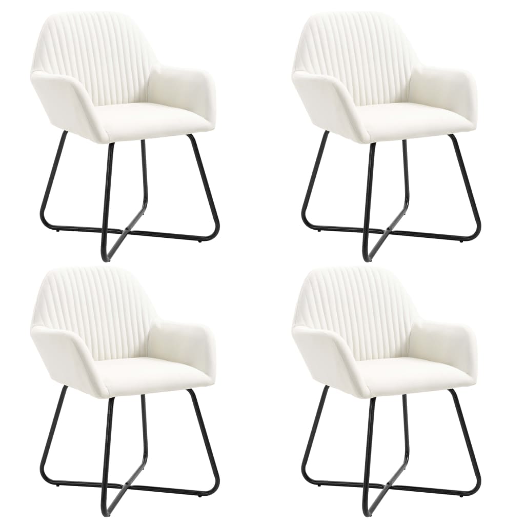 Chaises à manger lot de 4 crème tissu - XIOS