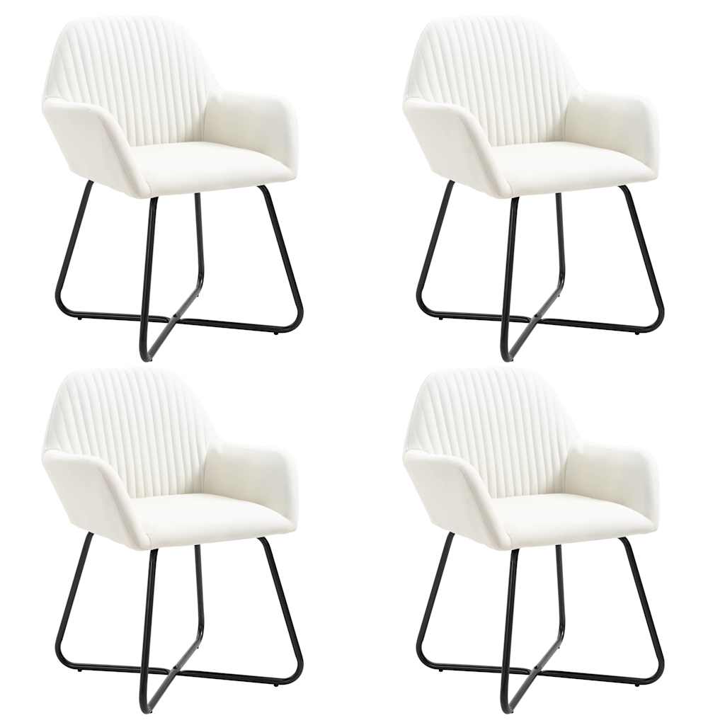 Chaises à manger lot de 4 crème tissu