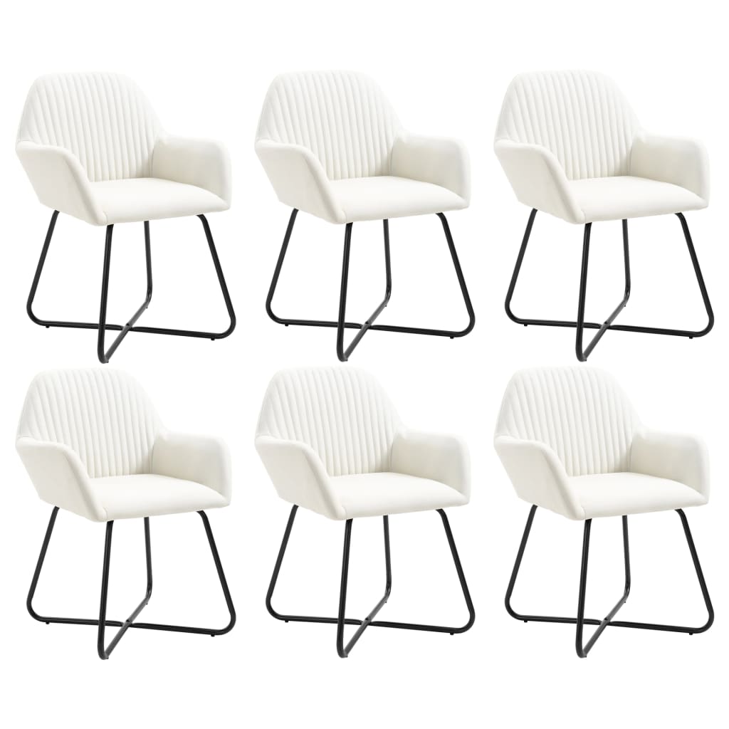 Chaises à manger lot de 6 crème tissu - XIOS