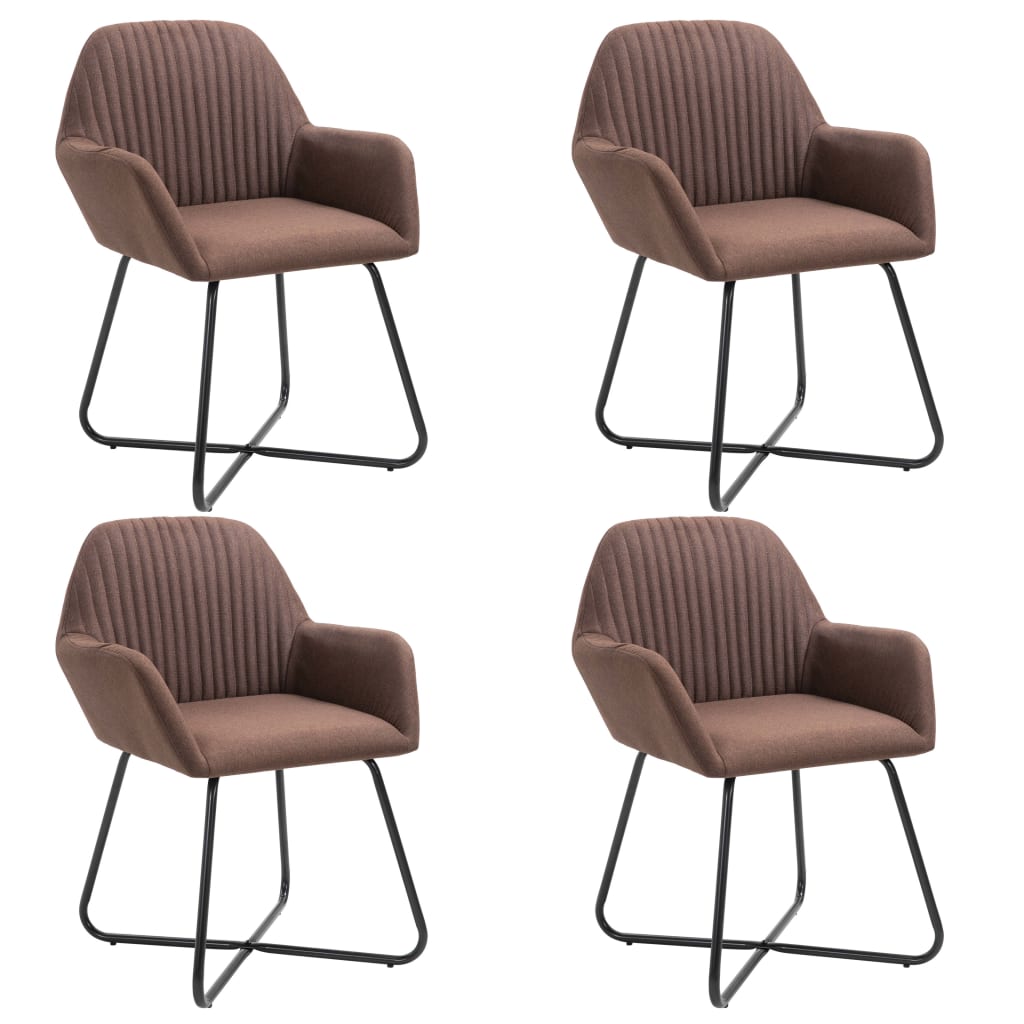 Chaises à manger lot de 4 marron tissu - XIOS
