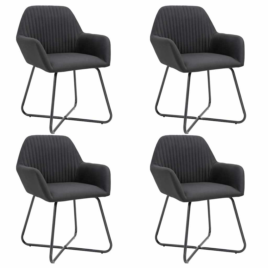 Chaises à manger lot de 4 noir tissu