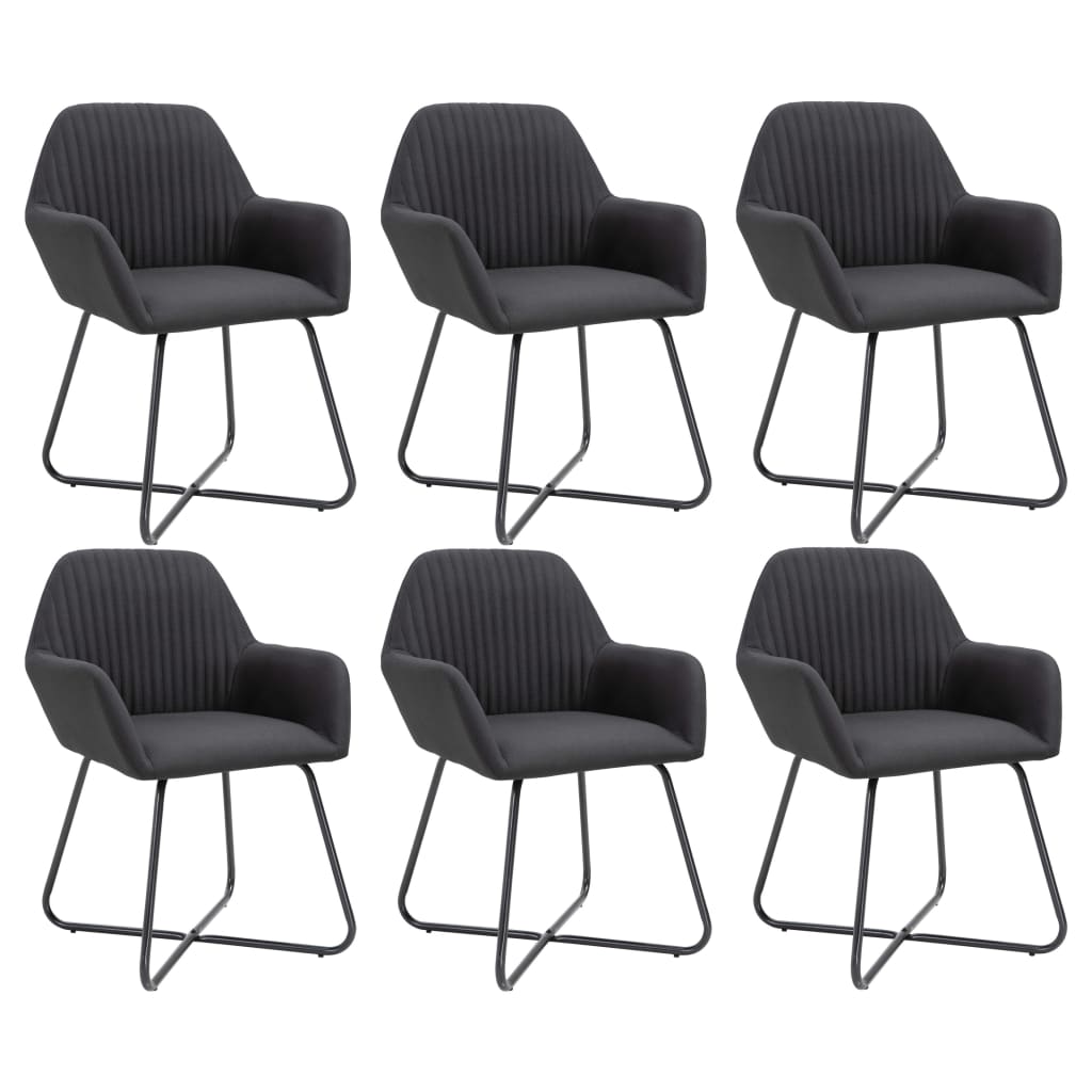 Chaises à manger lot de 6 noir tissu - XIOS