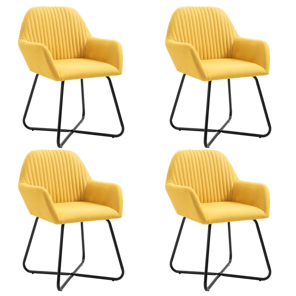 Chaises à manger lot de 4 jaune tissu - XIOS