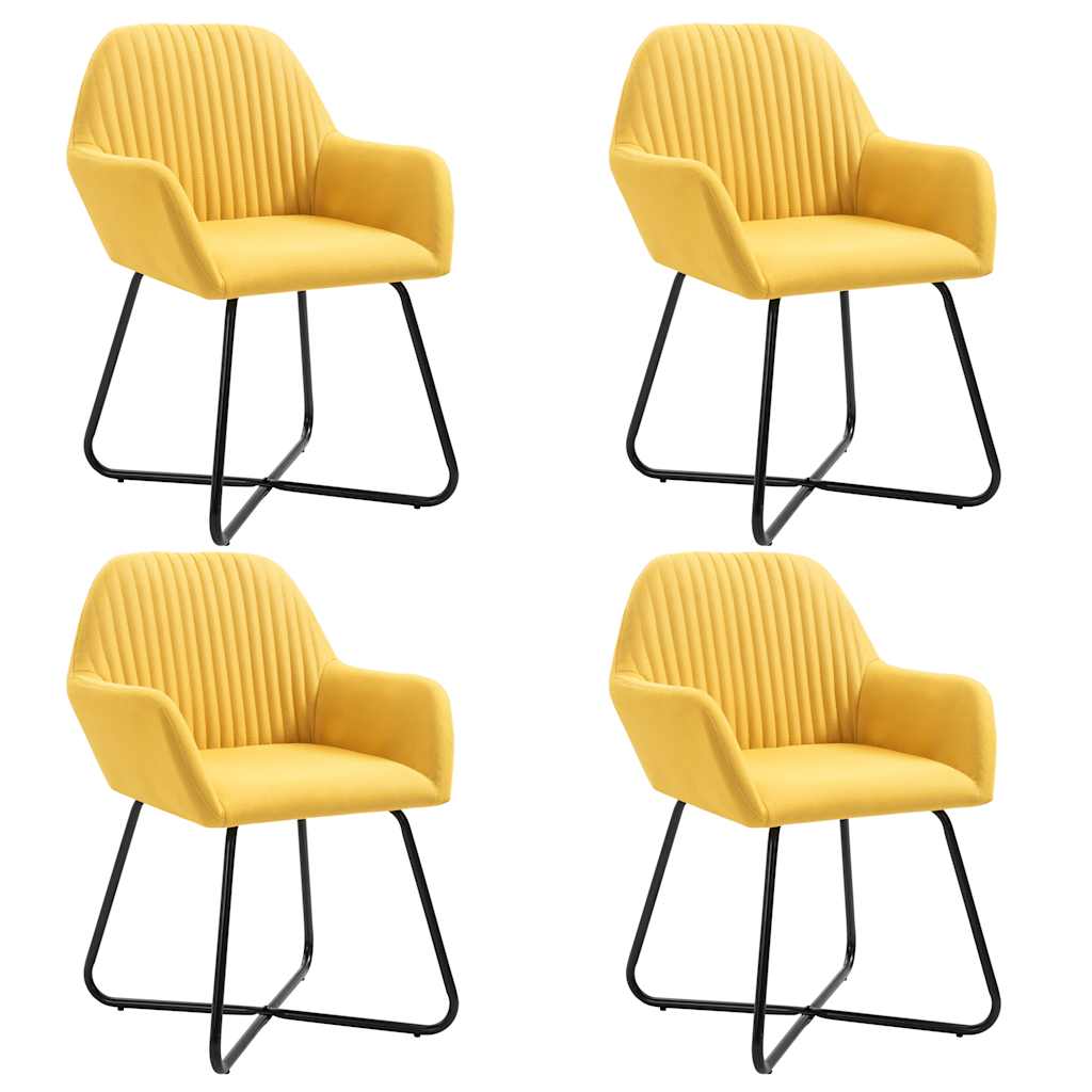 Chaises à manger lot de 4 jaune tissu - XIOS