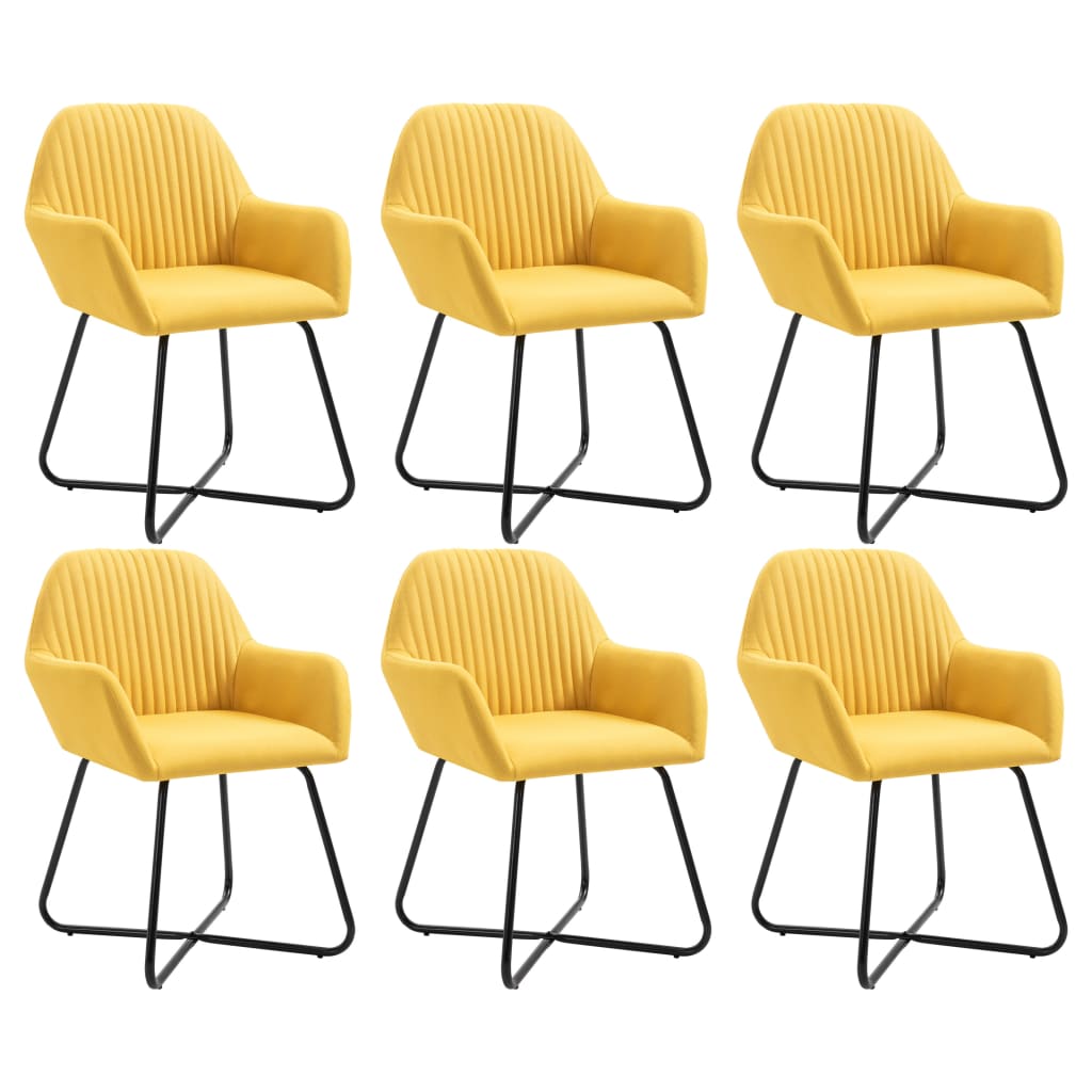 Chaises à manger lot de 6 jaune tissu - XIOS