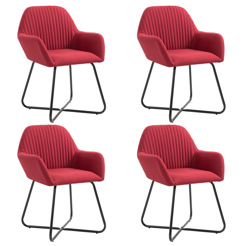 Chaises à manger lot de 4 rouge bordeaux tissu - XIOS