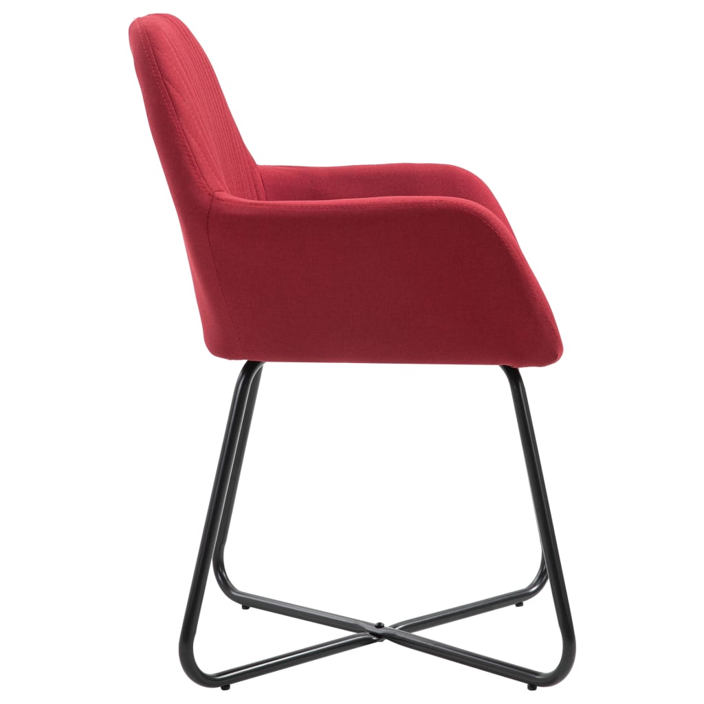 Chaises à manger lot de 4 rouge bordeaux tissu - XIOS
