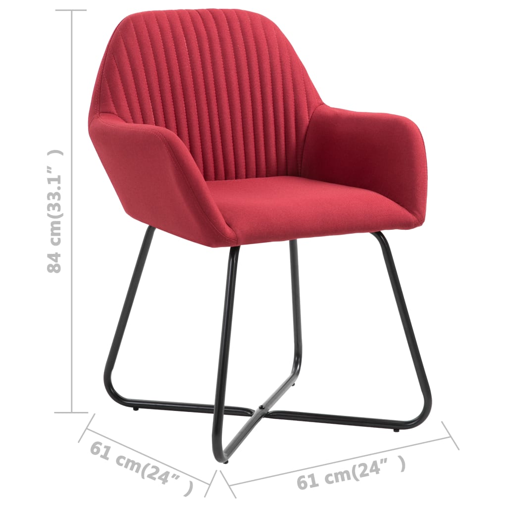 Chaises à manger lot de 4 rouge bordeaux tissu - XIOS