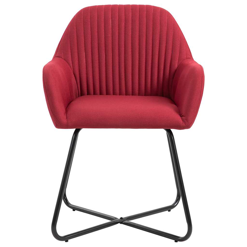 Chaises à manger lot de 6 rouge bordeaux tissu