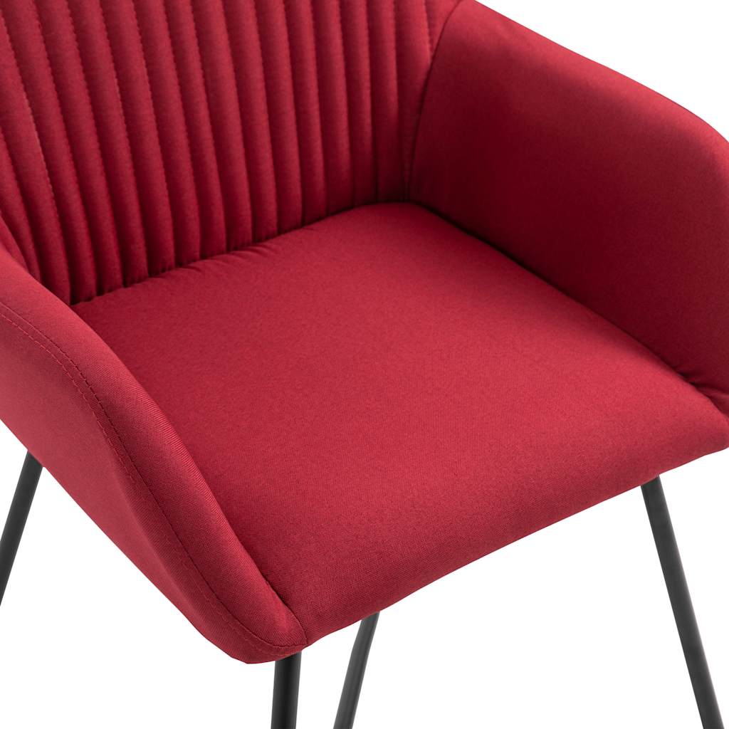 Chaises à manger lot de 6 rouge bordeaux tissu