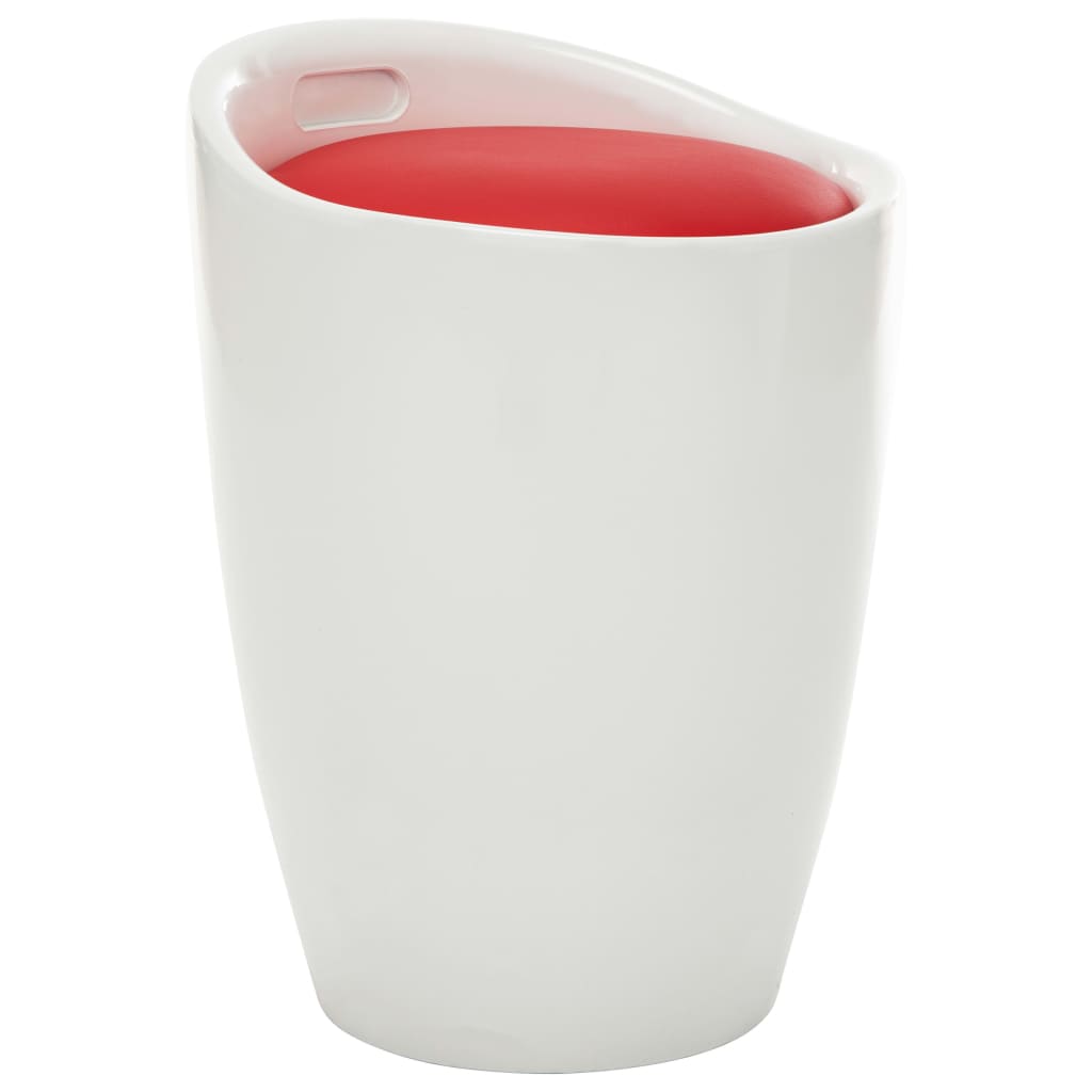 Tabouret de rangement Blanc et rouge Similicuir - XIOS
