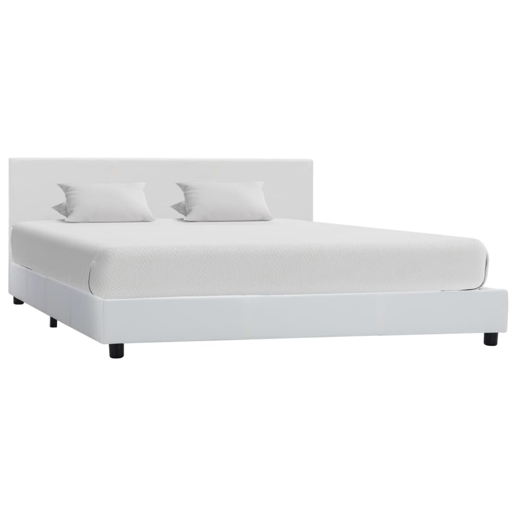 Cadre de lit sans matelas blanc similicuir 120x200 cm