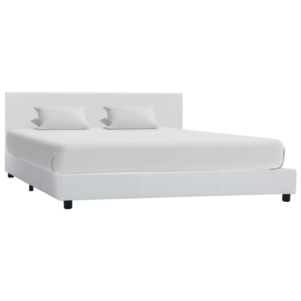 Cadre de lit sans matelas blanc similicuir 160x200 cm - XIOS