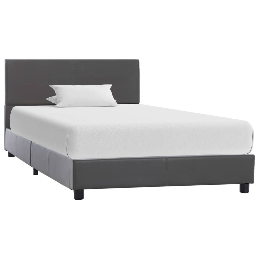 Cadre de lit sans matelas gris similicuir 90x200 cm - XIOS