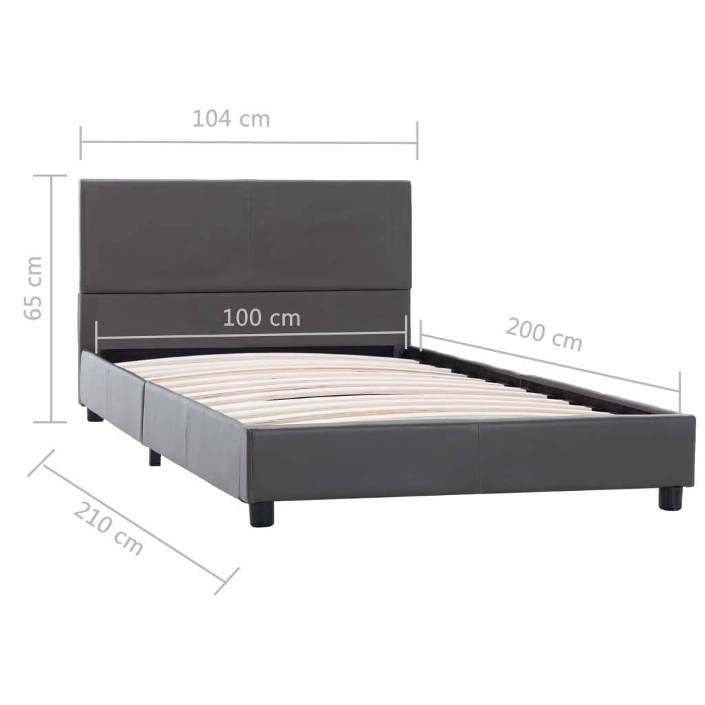 Cadre de lit Gris Similicuir 100 x 200 cm - XIOS