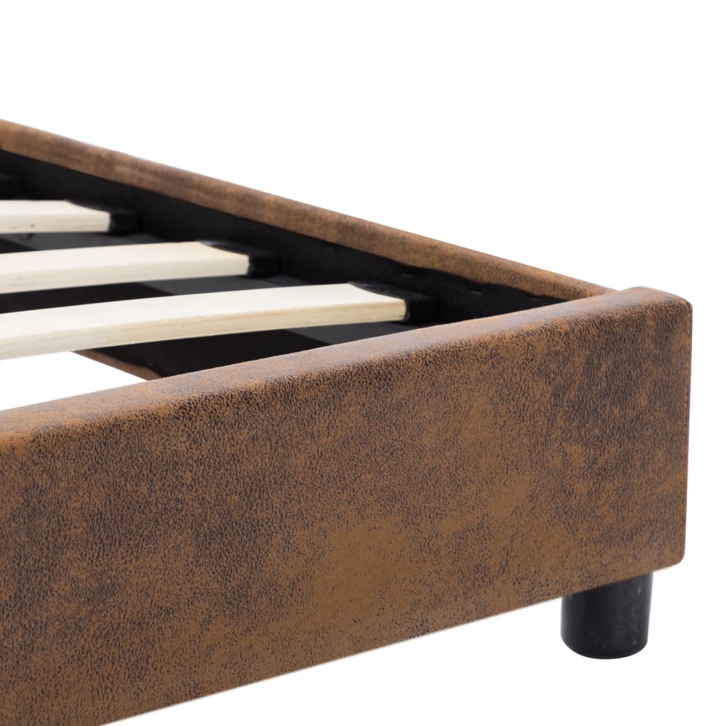 Cadre de lit sans matelas marron similicuir daim 90x200 cm - XIOS