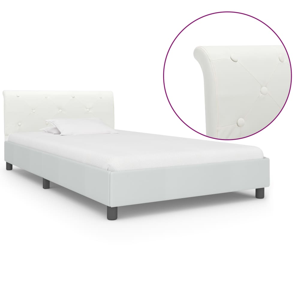 Cadre de lit Blanc Similicuir 100 x 200 cm - XIOS