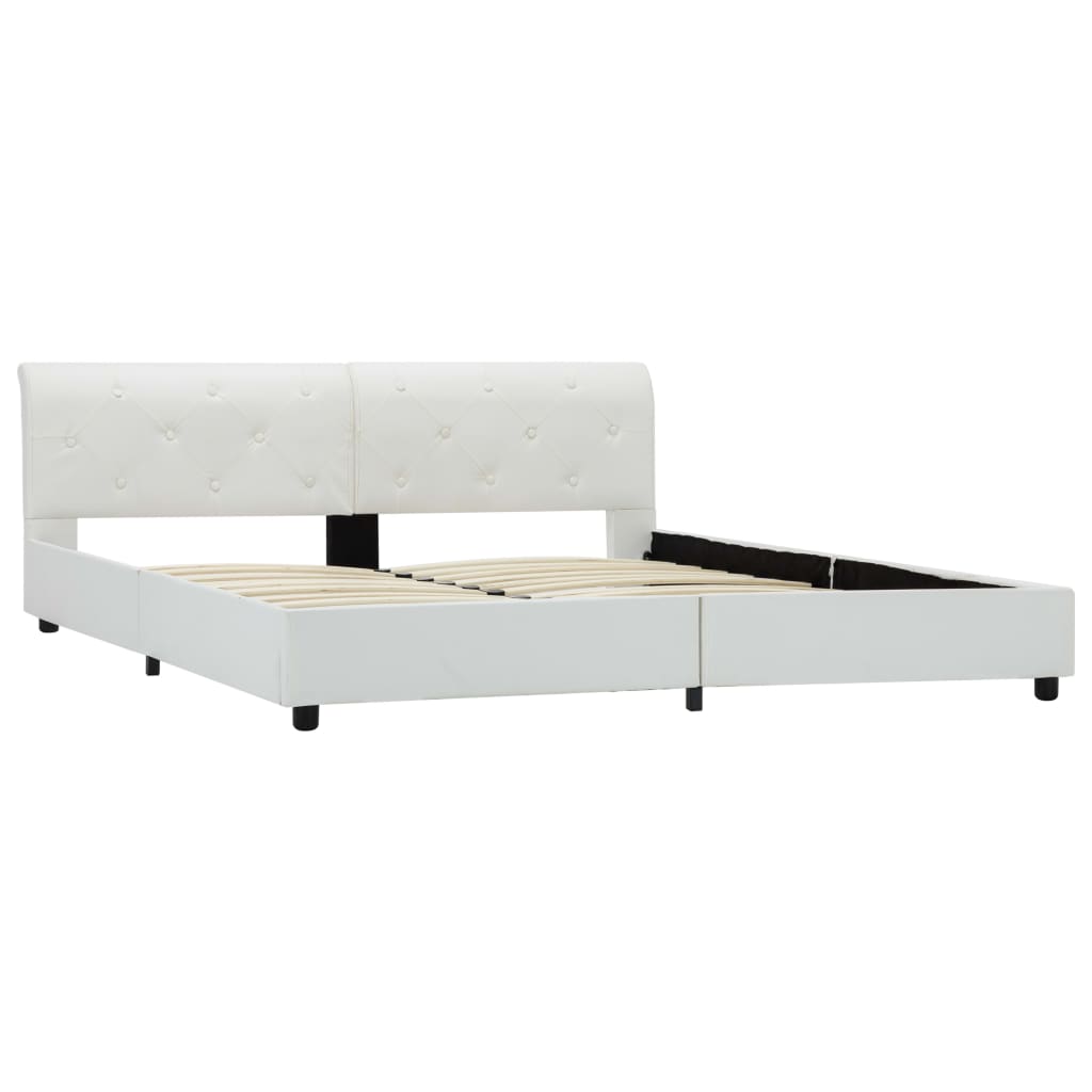 Cadre de lit sans matelas blanc similicuir 160x200 cm - XIOS