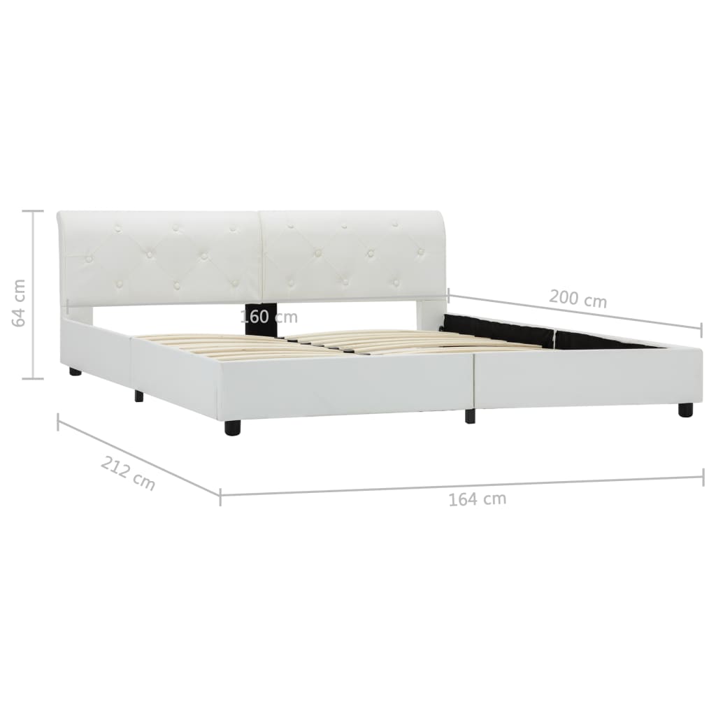 Cadre de lit sans matelas blanc similicuir 160x200 cm - XIOS