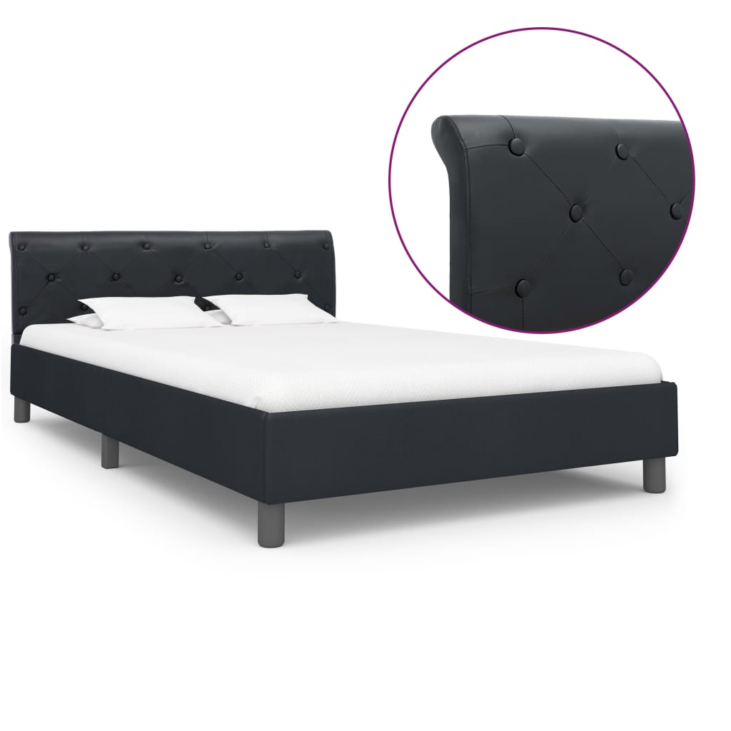 Cadre de lit sans matelas noir similicuir 140x200 cm - XIOS