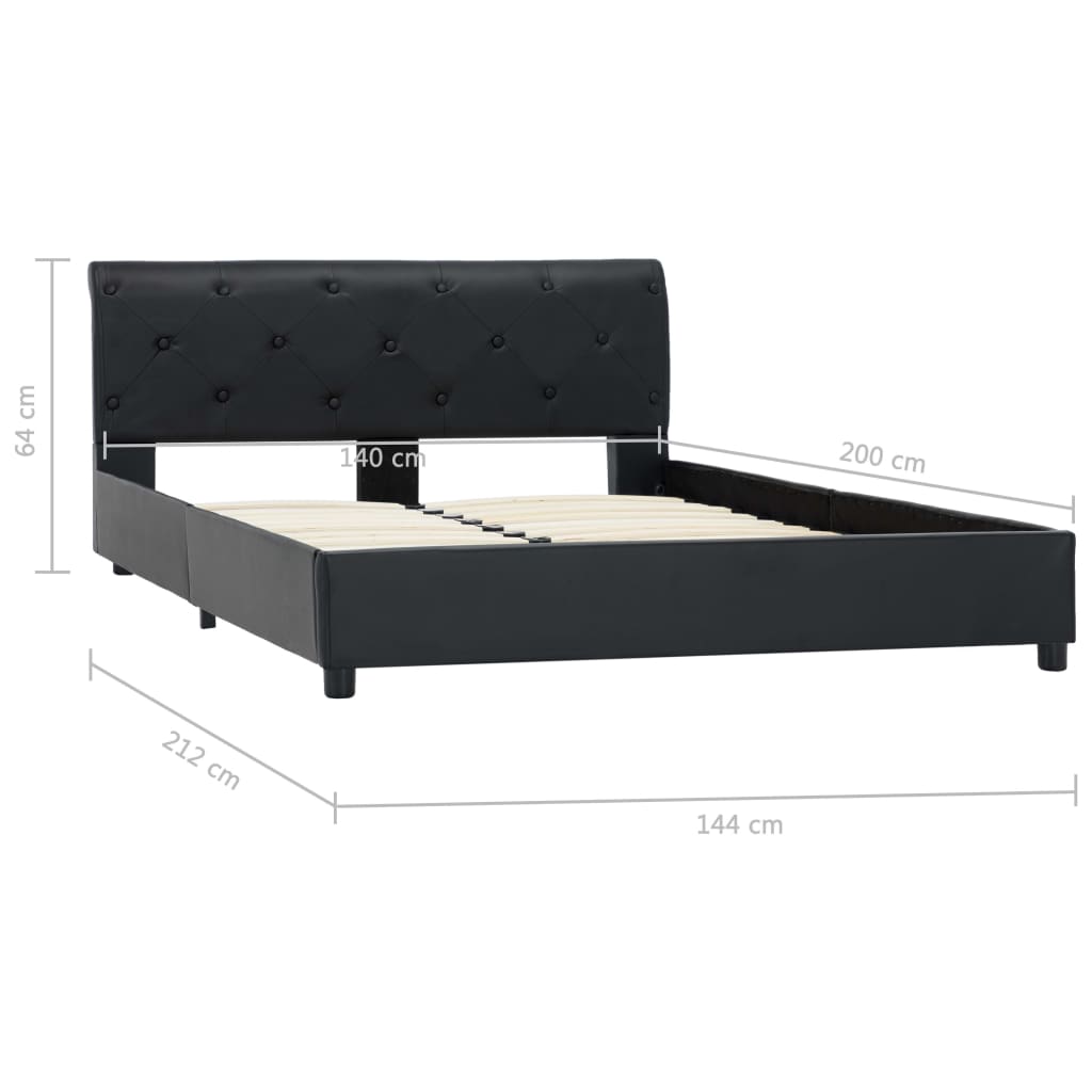 Cadre de lit sans matelas noir similicuir 140x200 cm - XIOS