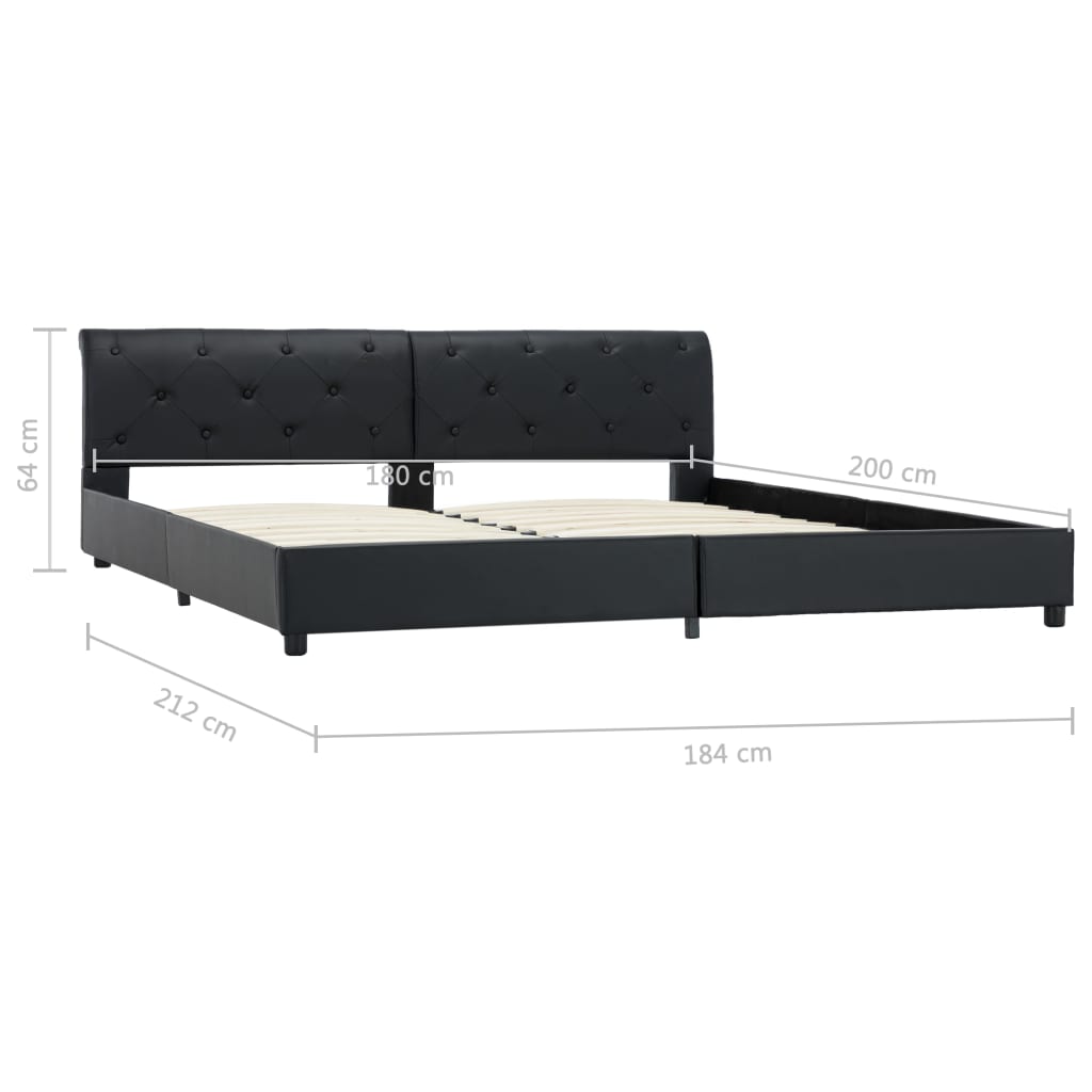 Cadre de lit Noir Similicuir 180x200 cm - XIOS