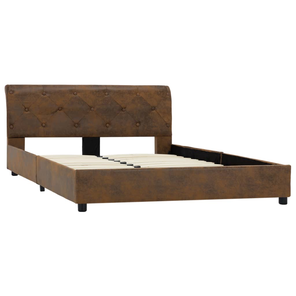 Cadre de lit Marron Similicuir daim 140 x 200 cm - XIOS
