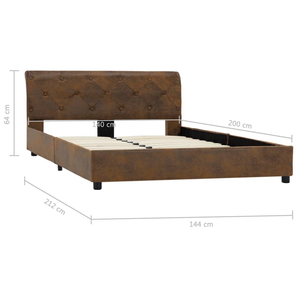 Cadre de lit Marron Similicuir daim 140 x 200 cm - XIOS