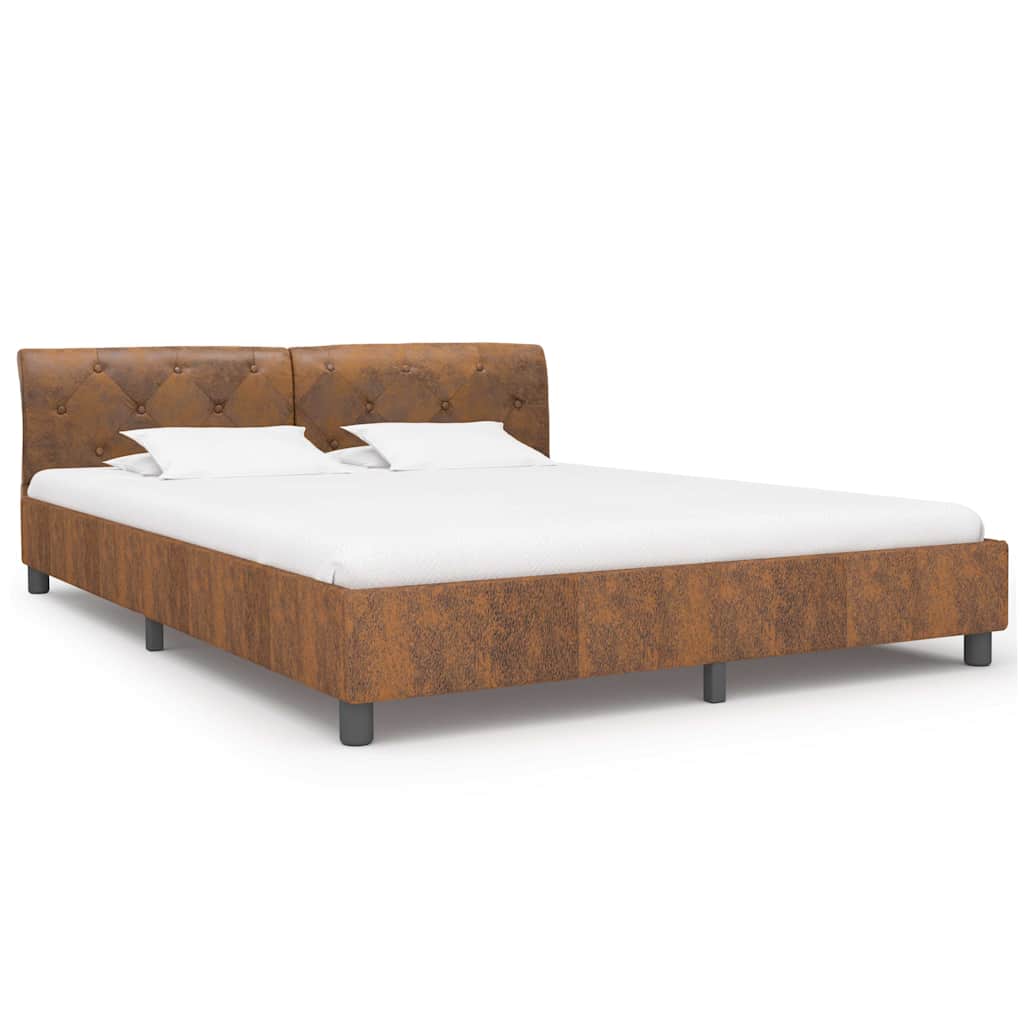 Cadre de lit sans matelas marron similicuir daim 160x200 cm - XIOS