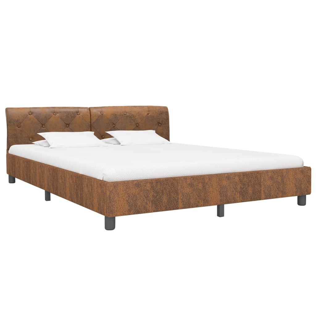 Cadre de lit sans matelas marron similicuir daim 160x200 cm - XIOS