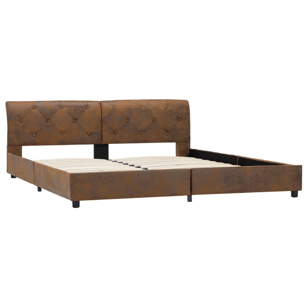 Cadre de lit sans matelas marron similicuir daim 160x200 cm - XIOS