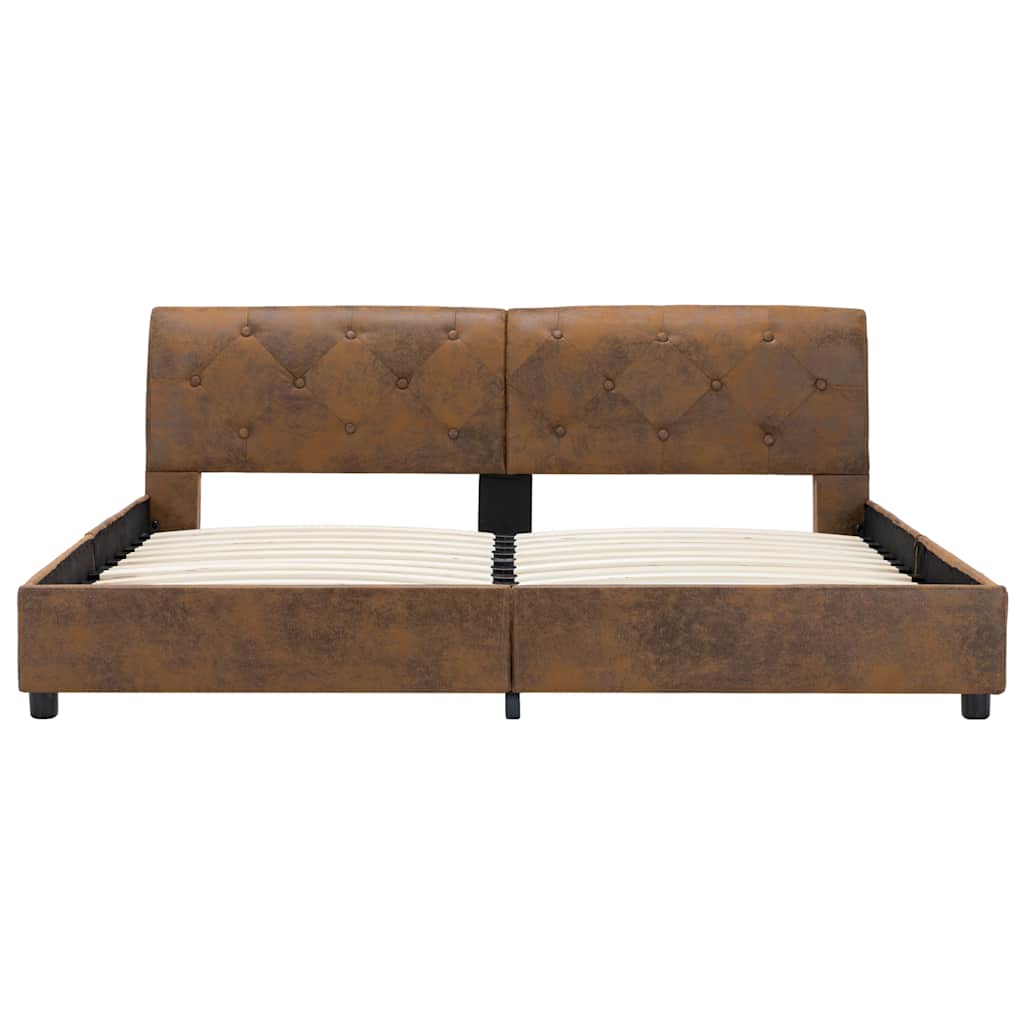 Cadre de lit sans matelas marron similicuir daim 160x200 cm - XIOS