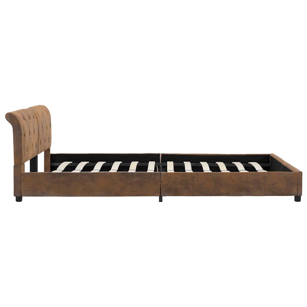 Cadre de lit sans matelas marron similicuir daim 160x200 cm - XIOS