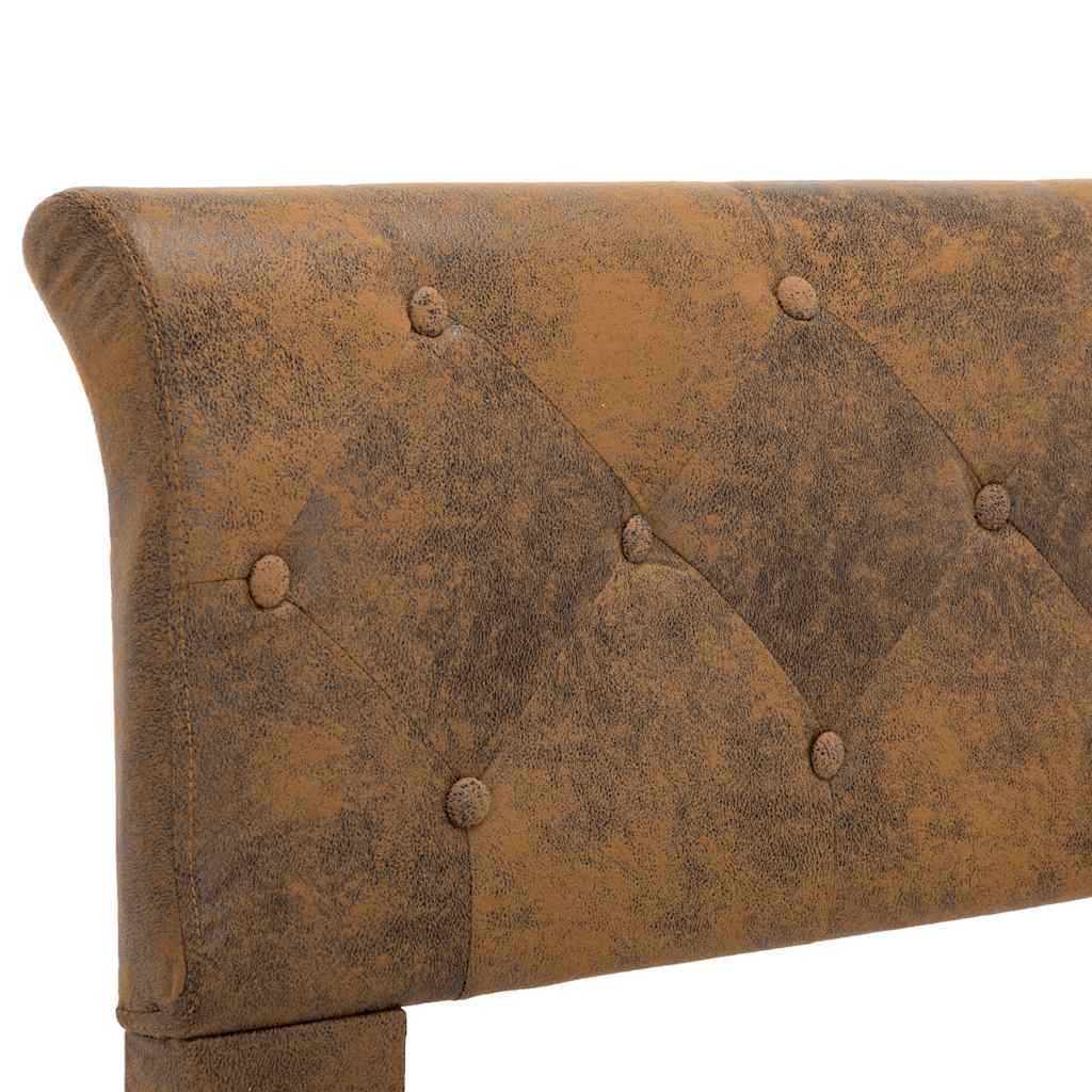 Cadre de lit sans matelas marron similicuir daim 160x200 cm - XIOS