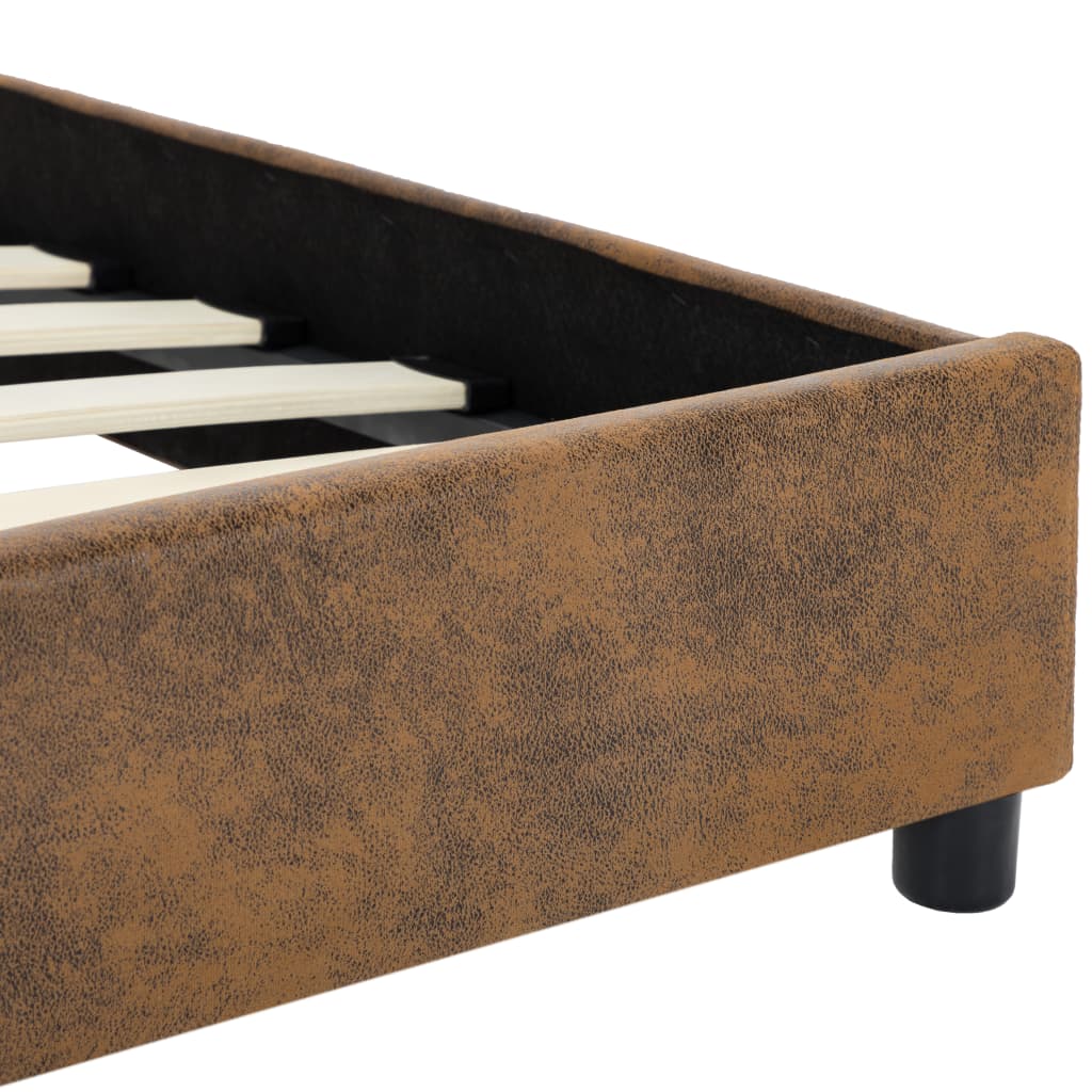 Cadre de lit sans matelas marron similicuir daim 160x200 cm - XIOS