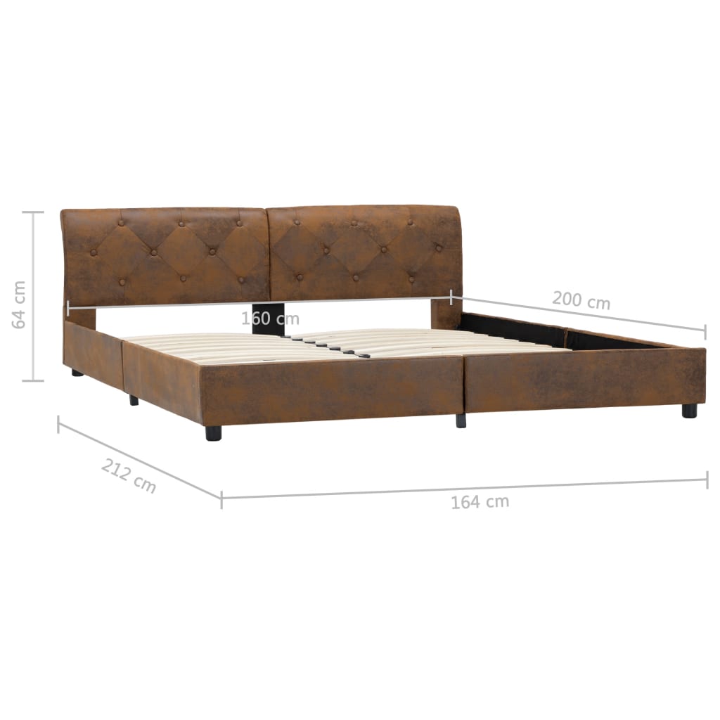 Cadre de lit sans matelas marron similicuir daim 160x200 cm - XIOS