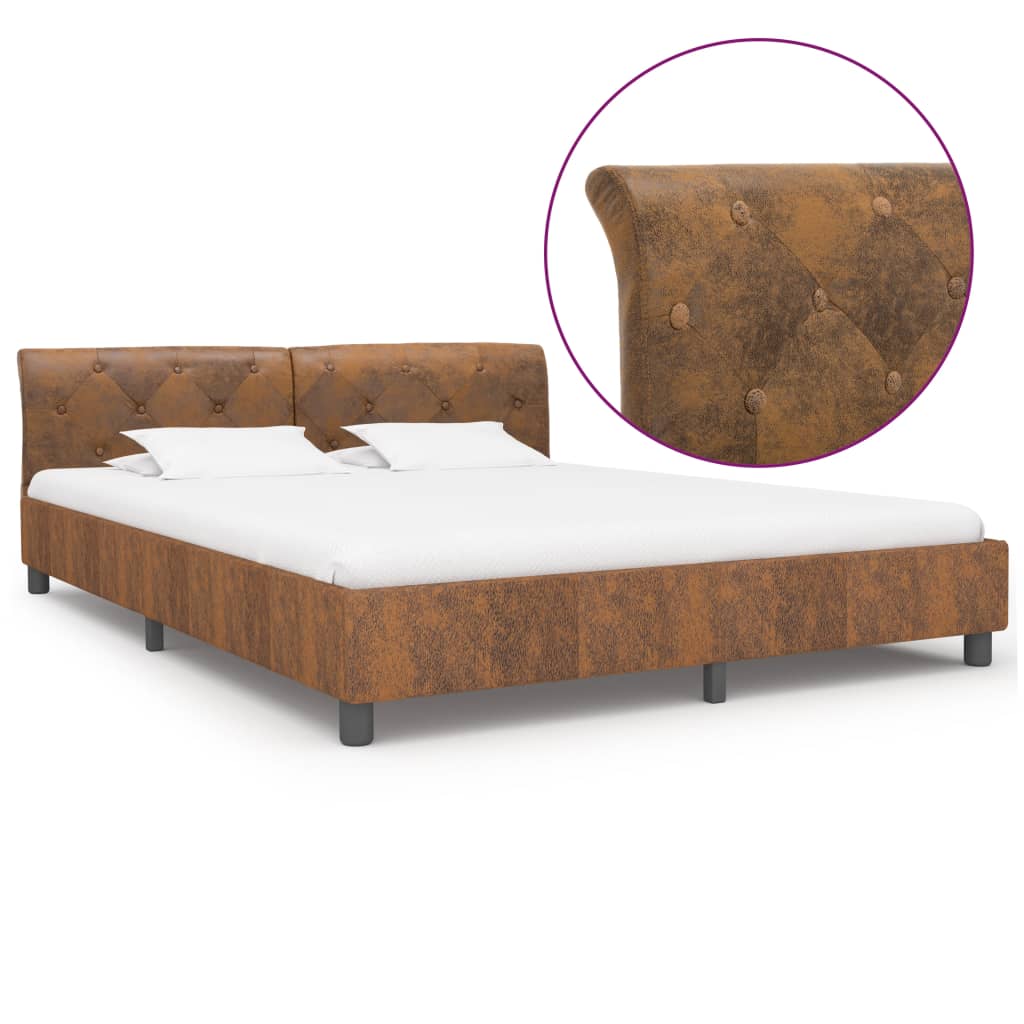 Cadre de lit sans matelas marron similicuir daim 180x200 cm - XIOS