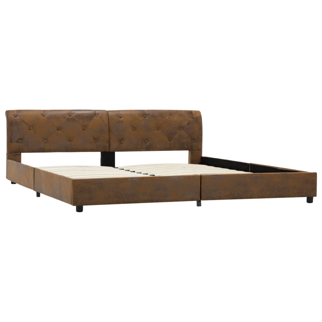 Cadre de lit sans matelas marron similicuir daim 180x200 cm - XIOS