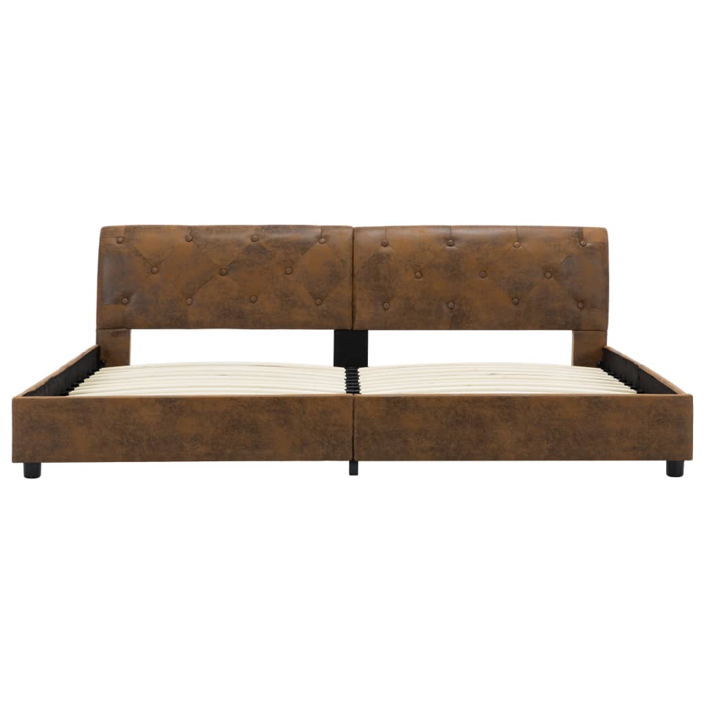 Cadre de lit sans matelas marron similicuir daim 180x200 cm - XIOS