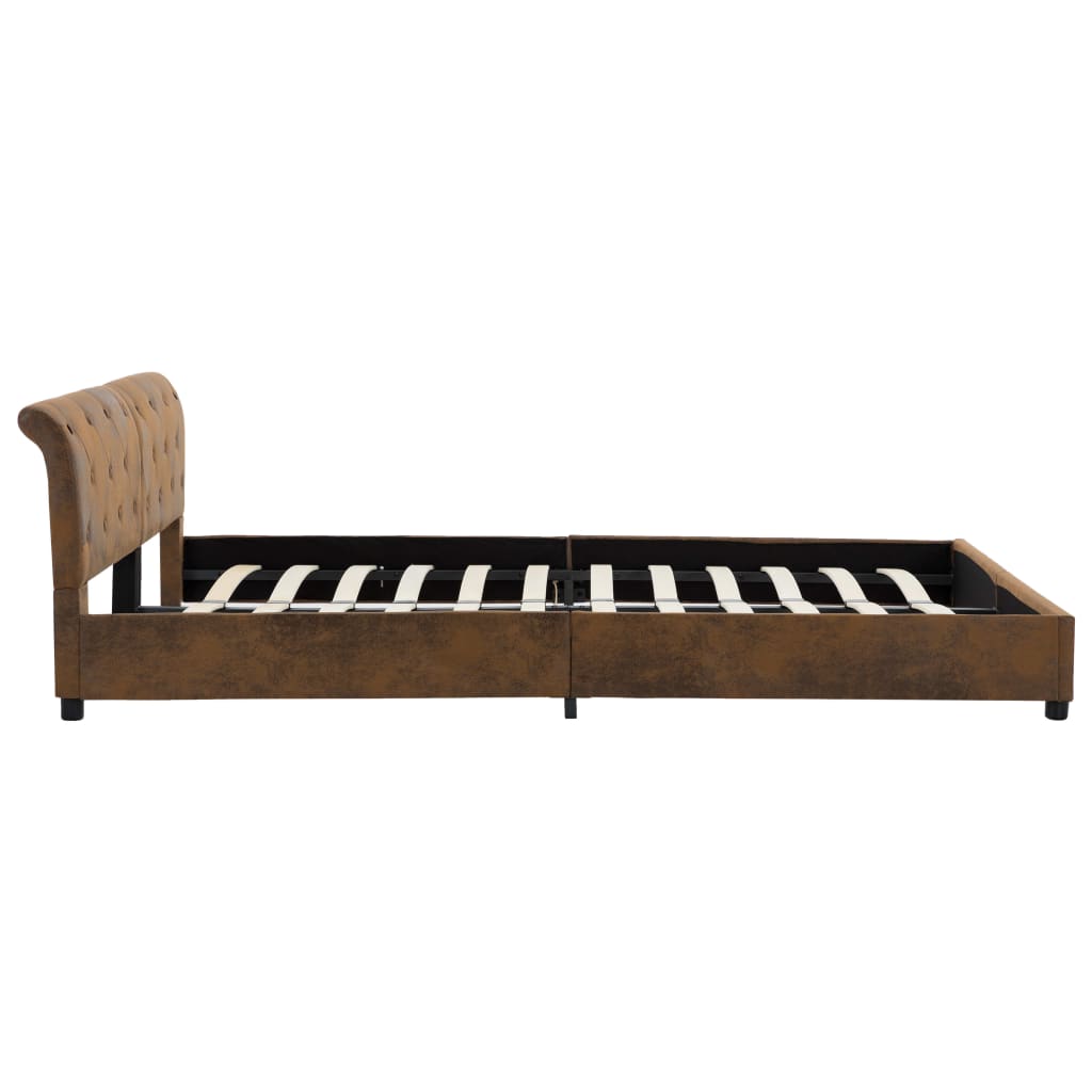 Cadre de lit sans matelas marron similicuir daim 180x200 cm - XIOS