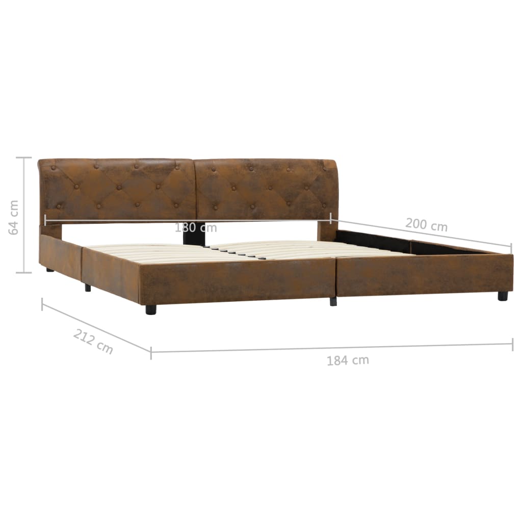 Cadre de lit sans matelas marron similicuir daim 180x200 cm - XIOS