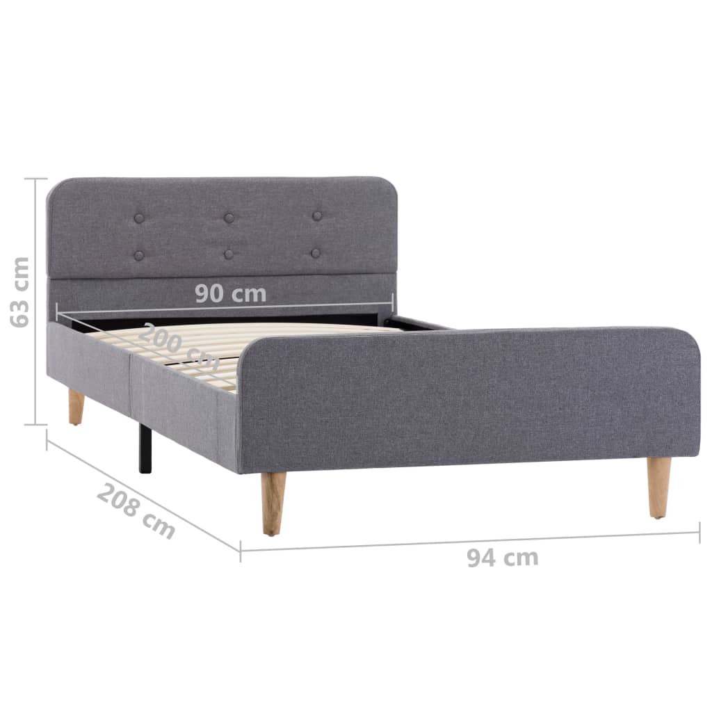 Cadre de lit sans matelas gris clair tissu 90x200 cm - XIOS