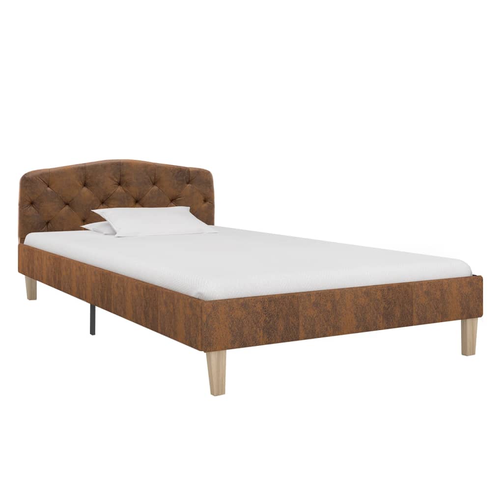 Cadre de lit sans matelas marron similicuir daim 90x200 cm - XIOS