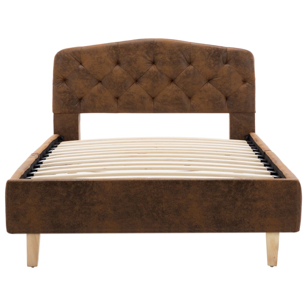 Cadre de lit sans matelas marron similicuir daim 90x200 cm - XIOS