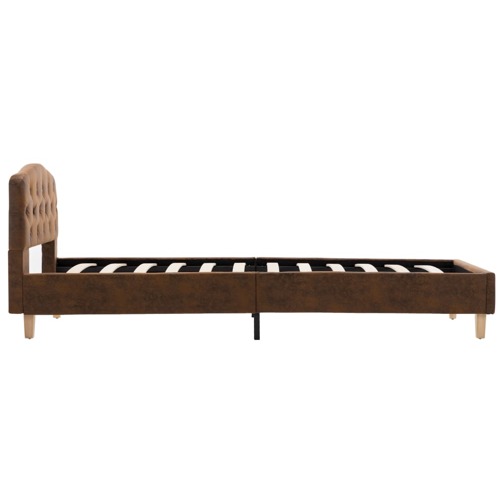 Cadre de lit sans matelas marron similicuir daim 90x200 cm - XIOS