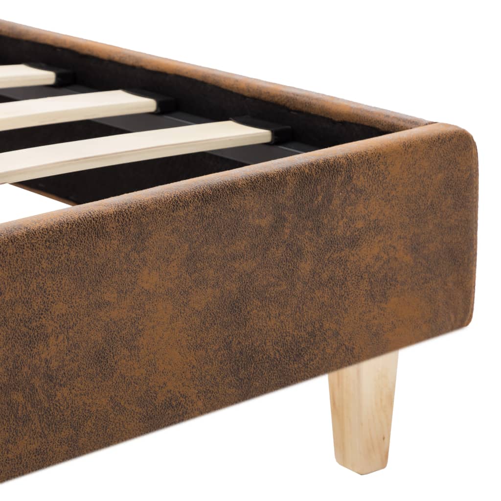 Cadre de lit sans matelas marron similicuir daim 90x200 cm - XIOS