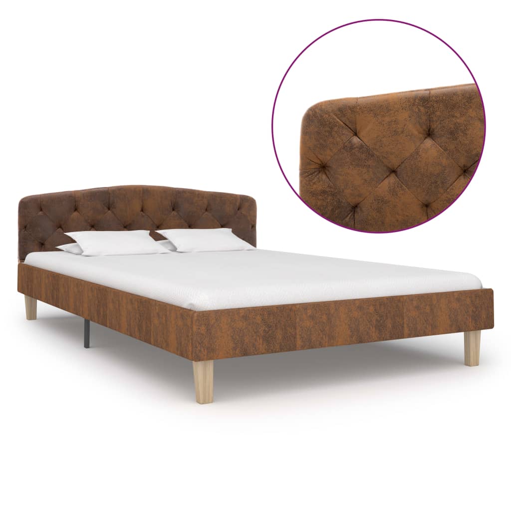 Cadre de lit sans matelas marron similicuir daim 120x200 cm - XIOS