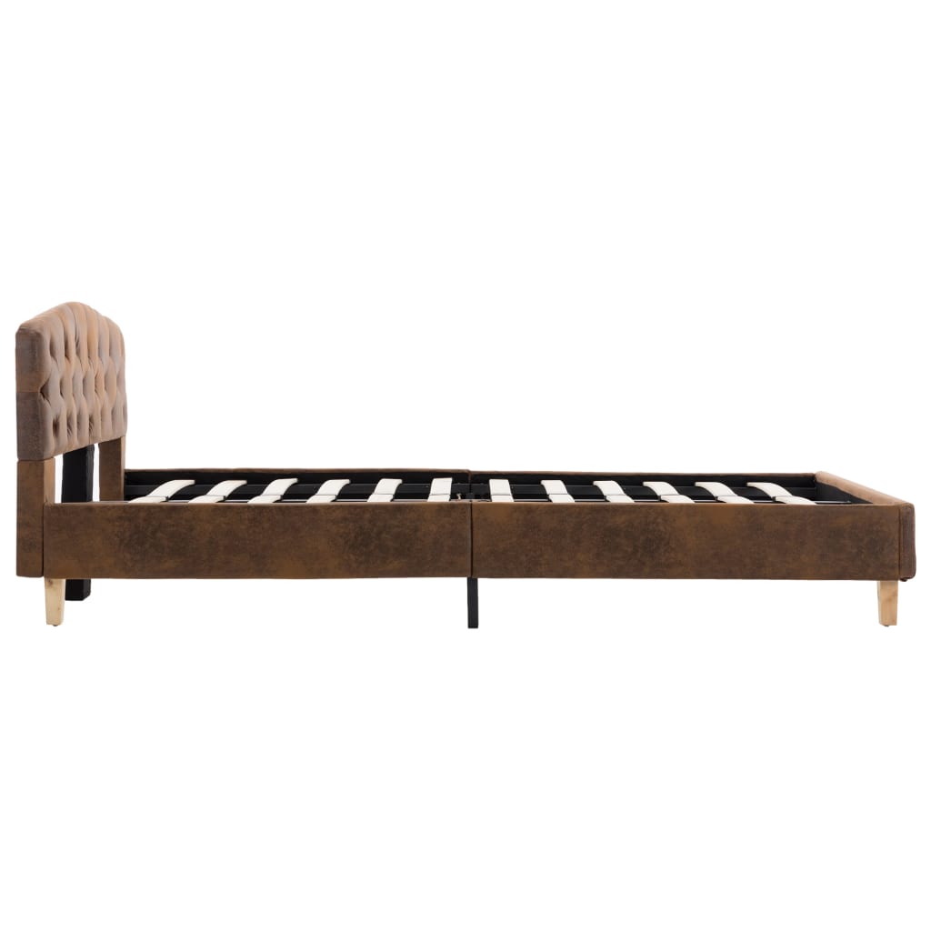 Cadre de lit sans matelas marron similicuir daim 120x200 cm - XIOS