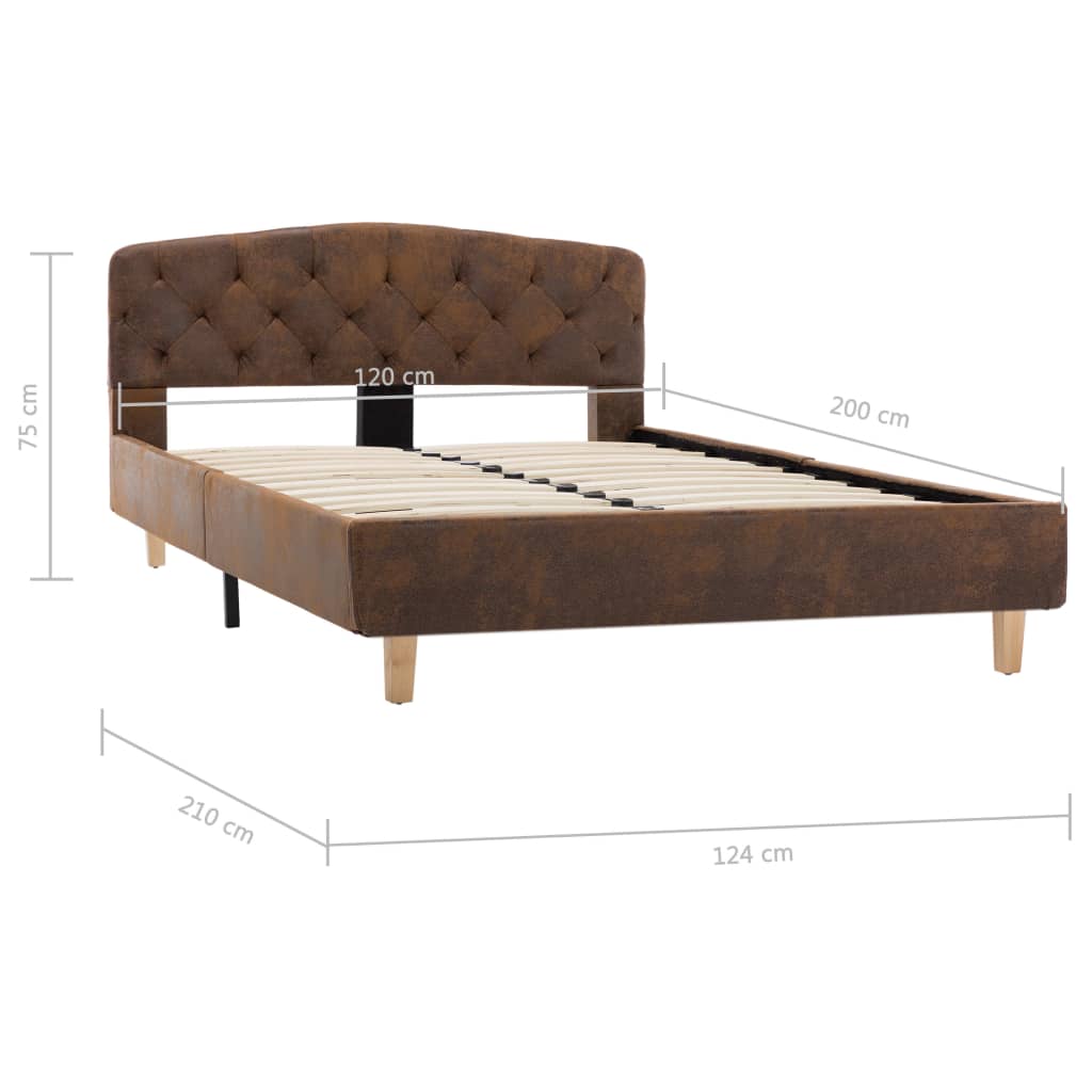 Cadre de lit sans matelas marron similicuir daim 120x200 cm - XIOS