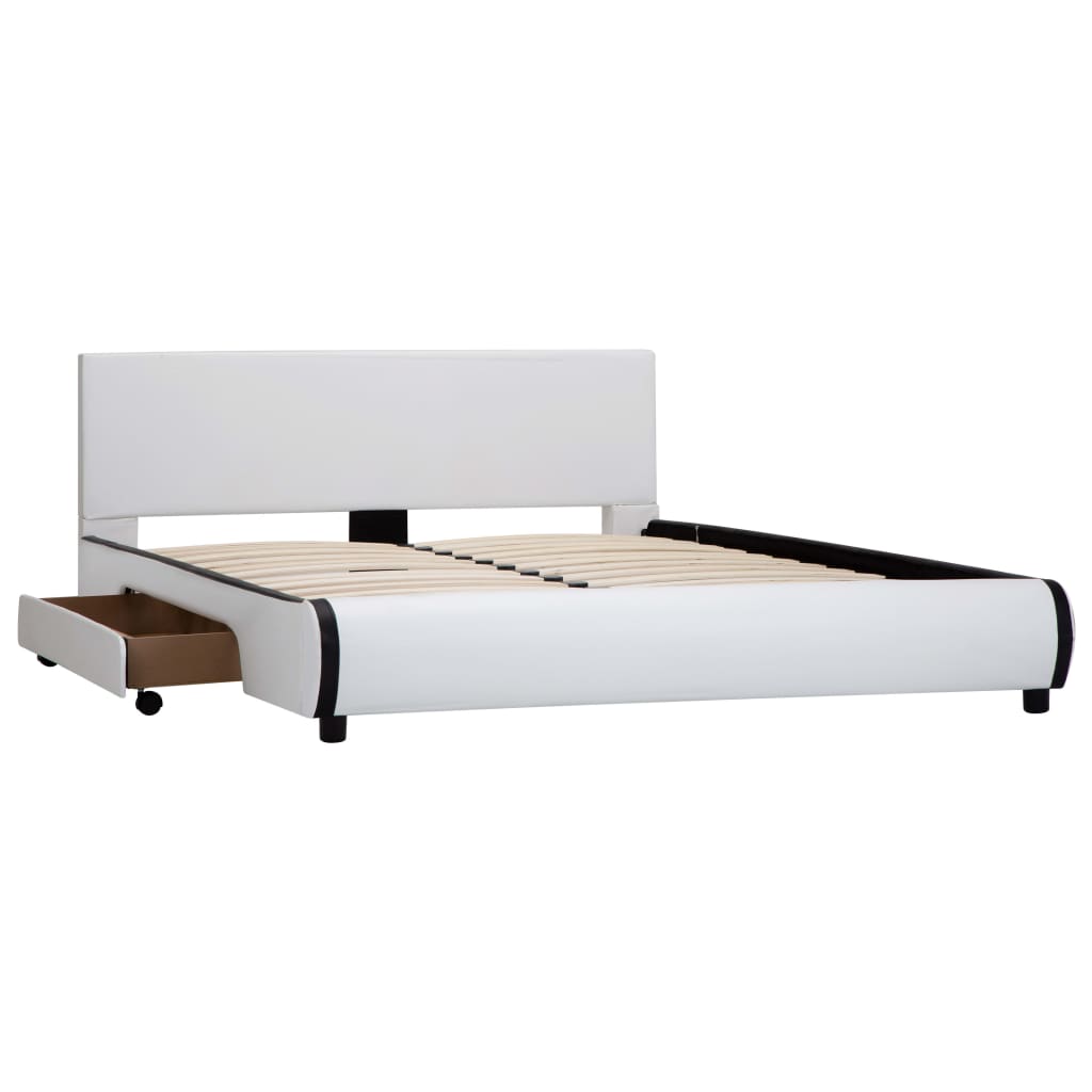 Cadre de lit avec tiroirs Blanc Similicuir 140 x 200 cm - XIOS